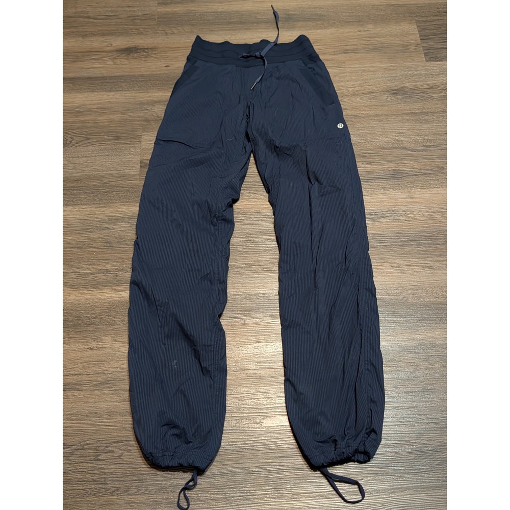 Lululemon Studio Pant II Navy Blue Pinstripe Lined Joggers Size 2 Reg